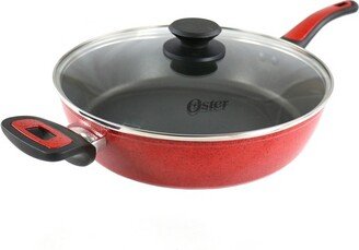 Claybon 3.8 Quart Nonstick Saute Pan With Lid in Speckled Red