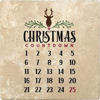 Set of 4 Ivory and Black Christmas Countdown Calendar Square Coasters 4