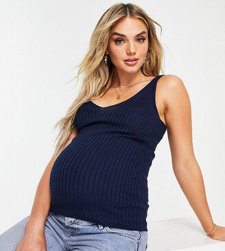 ASOS DESIGN Maternity knit V-neck tank top in navy