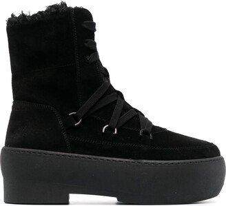 Flatform Lace-Up Suede Boots