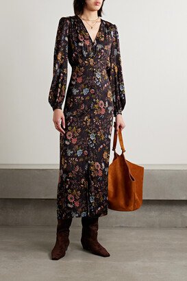 Terina Gathered Floral-print Silk-blend Midi Dress - Multi