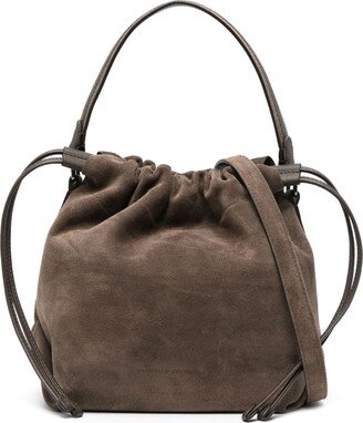 Drawstring-Fastened Suede Bucket Bag