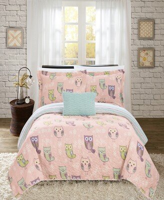 Owl Farm 4 Piece Full Quilt Set