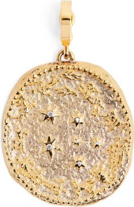 Large Yellow Gold And Diamond Zodiac Coin Charm