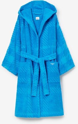 Check Cotton Jacquard Hooded Robe Size: M