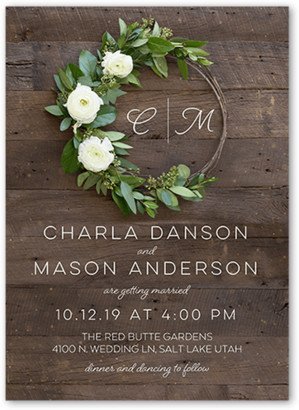 Wedding Invitations: Encircled In Love Wedding Invitation, Brown, 5X7, Standard Smooth Cardstock, Square