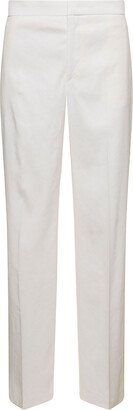 White High-waisted Tailored Trousers In Hemp Blend Woman-AA