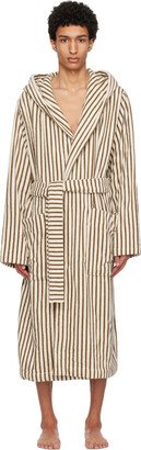 Off-White & Brown Hooded Bathrobe