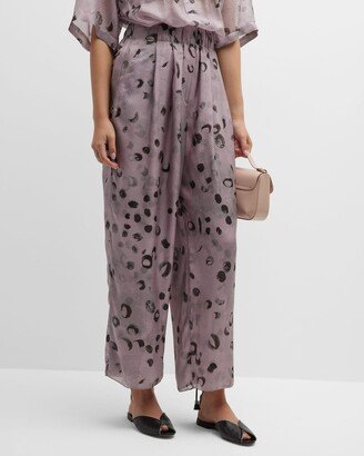 Printed Silk Wide-Leg Pants