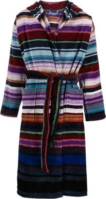 Jazz multi-way stripe-pattern bathrobe