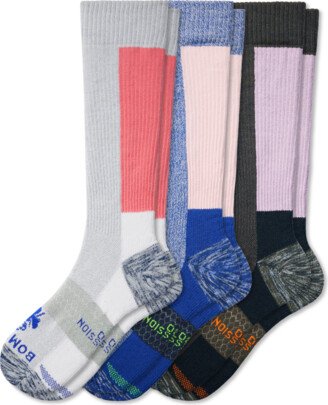 Women's Performance Compression Workout Sock 3-Pack (20-30mmHg) - Pink Grey Mix - Small - Cotton