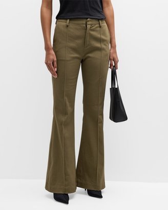 Washed Cotton Twill Flare Pants