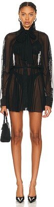 Super Oversized Boyfriend Shirt Flared Mini Dress in Black