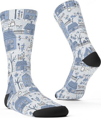 Socks: What Ghosts Around Comes Around - Blue Custom Socks, Blue