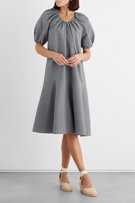 Esme gathered gingham cotton-blend seersucker midi dress