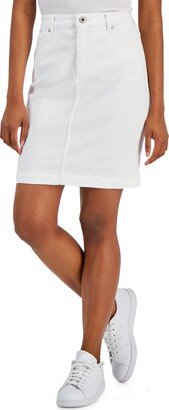 Style & Co Petite Classic Zip-Front Denim Skirt, Created for Macy's