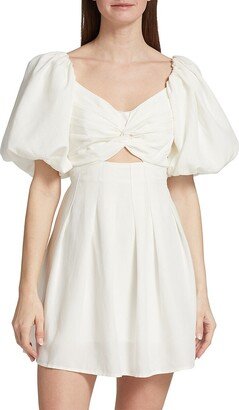 Serilda Cut-Out Puff-Sleeve Midi-Dress