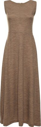 Jersey boat neck wool midi dress