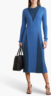 Remy two-tone ribbed cotton-blend midi dress