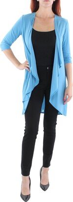 Petites Womens Knit Drapey Duster Blazer