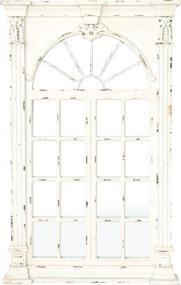 SONOMA SAGE HOME Cream Wood Windowpane Inspired Wall Mirror