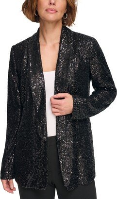 Petite Sequin-Covered Open-Front Blazer, Created for Macy's