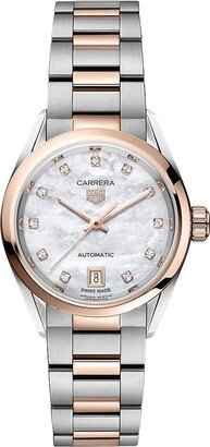 Carrera Stainless Steel, 18K-Rose-Gold-Plated, & 0.088 TCW Diamond Bracelet Watch