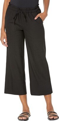 Petite Pull-On Tie Waist Wide Leg Ankle Black PXL