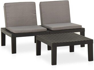 2 Piece Patio Lounge Set with Cushions Plastic Gray - 25.5 x 25.5 x 12.9