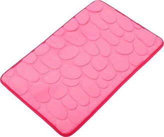 Unique Bargains Bathroom Rugs Polyester Bath Mat Machine Washable Rose Red Cobblestone Pattern 23.62x15.75