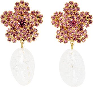 Gold & Pink Flower Earrings