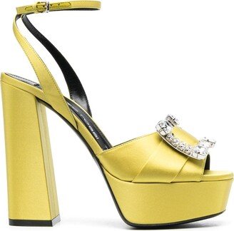 130mm Crystal-Buckle Platform Sandals