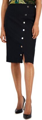 Petite Snap Stretch Crepe Pencil Skirt