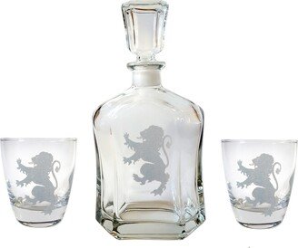 Lion Rampant Glass Decanter & Rocks Set, Free Personalized Engraving, Scottish