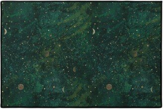 Door Mats: Moon And Stars - Green Door Mat, Green