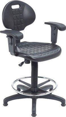 22-32 Adjustable Height Polyurethane Task Office Chair with Arms Black- Hampden Furnishings