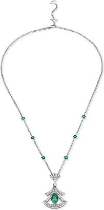 Divas' Dream 18K White Gold, Emerald, & Diamond Pendant Necklace