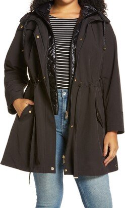 Water Repellent Coat with Quilted Hooded Liner