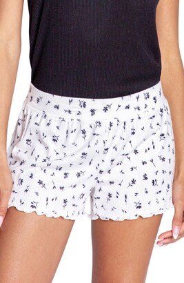 Floral Print Pointelle Pajama Shorts