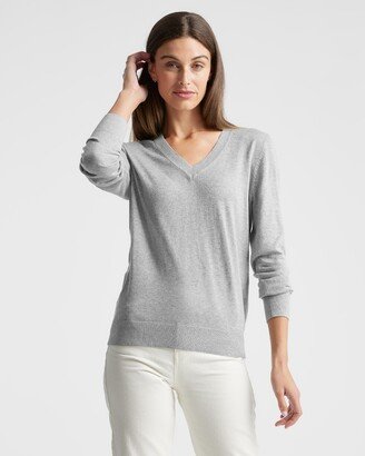 Lightweight Cotton Cashmere V-Neck Sweater