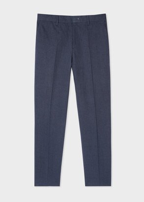 Slim-Fit Blue Cotton-Linen Chinos