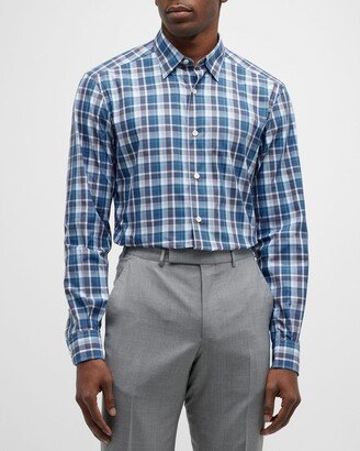 Men's Plaid-Print Cotton Sport Shirt