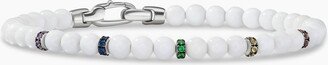 Bijoux Spiritual Beads Rainbow Bracelet in Sterling Silver with White Agate, Pav