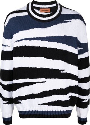 Zebra-Print Intarsia-Knit Jumper