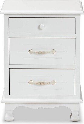 Layton Wood 3 Drawer Nightstand White