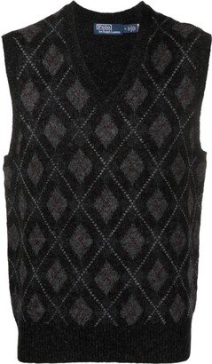 Argyle-Knit Wool Vest