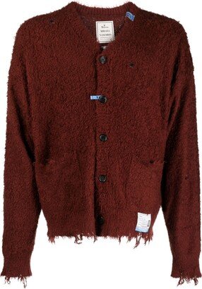 Distressed-Effect Cotton Cardigan-AA