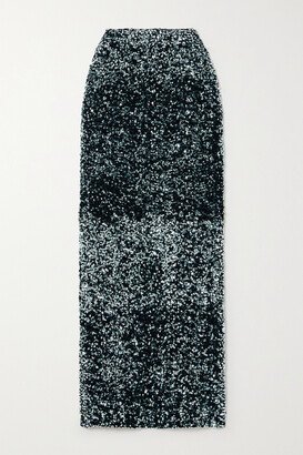 Tumie Sequined Stretch-crepe Maxi Skirt - Silver