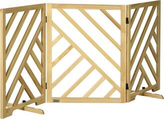 Foldable Gate with Ultra-Stable Feet, Medium & Small Dog Gate Freestanding with Two-Way Hinges, Wooden Dog Gate Boho Dog Accessories