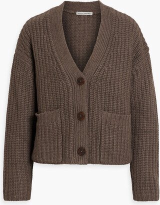 Cropped ribbed-knit cardigan